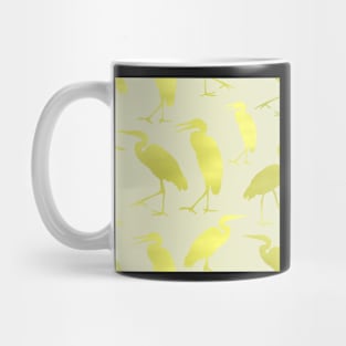 Blue Heron Walking Gold Fill on Pale Green Beige Repeat 5748 Mug